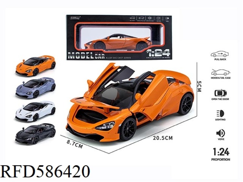 1:24 MCLAREN STREETCAR BRACKET 4 DOOR OPENING LIGHTING MUSIC PULL BACK ALLOY CAR BOX