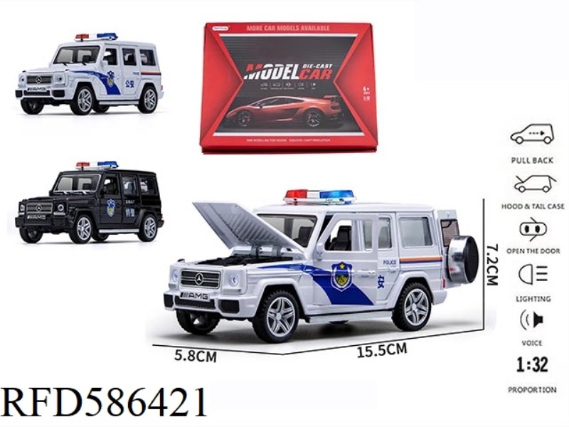 1:32 BIG G CHINESE WITH LIGHTING AND MUSIC FOUR-DOOR PULL-BACK ALLOY CAR 12PCS