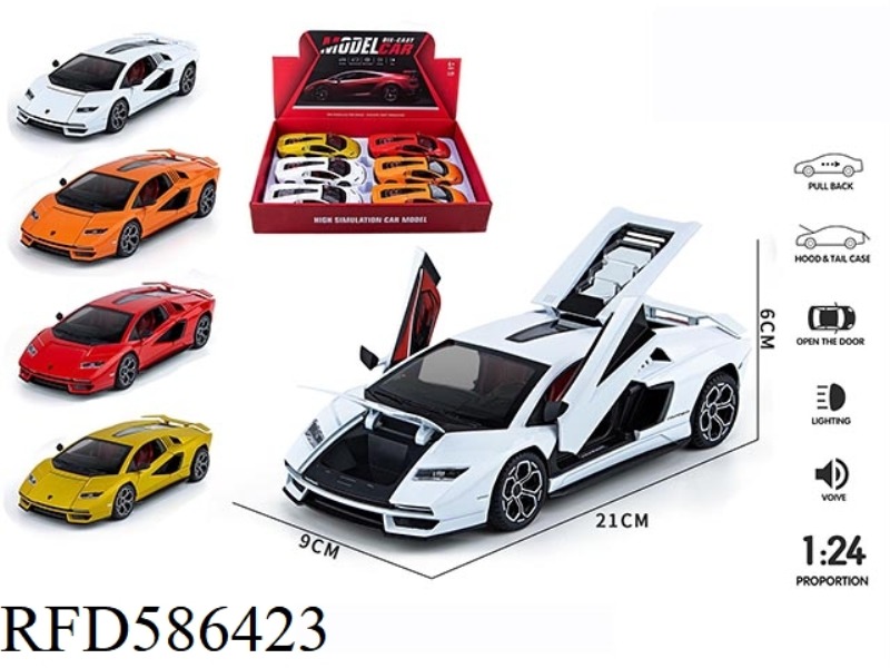 1:24 LAMBORGHINI 800 STREETCAR VERSION ALLOY ACOUSTO-OPTIC PULL BACK FOUR-DOOR 6PCS