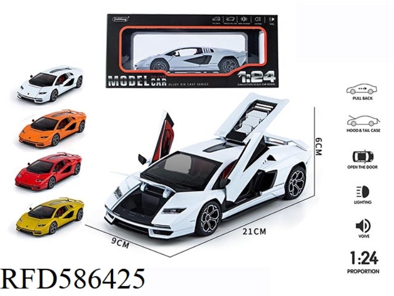 1:24 LAMBORGHINI 800 STREETCAR VERSION ALLOY ACOUSTO-OPTIC PULL BACK FOUR DOORS