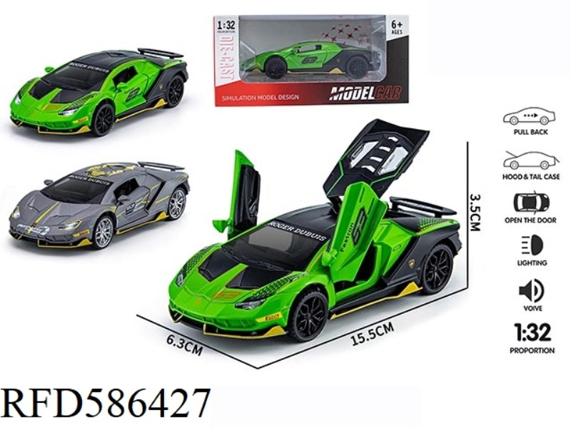 1: 32 LAMBORGHINI 770 PATTERNED WINDOW BOX ALLOY ACOUSTO-OPTIC PULL BACK 3 OPEN THE DOOR
