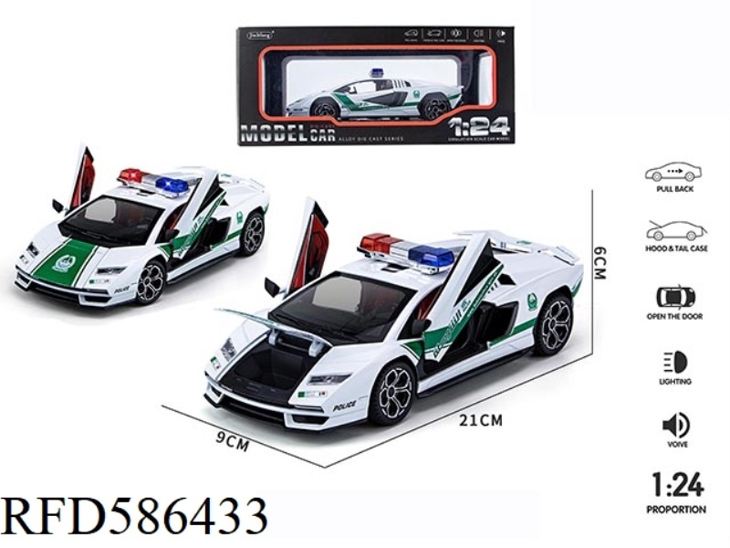 1:24 LAMBORGHINI 800 MIDDLE EAST POLICE CAR EDITION ALLOY ACOUSTO-OPTIC PULL BACK FOUR DOORS