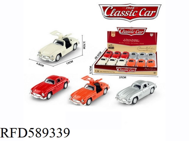 1:32 ALLOY PULL-BACK SIMULATION CLASSIC MERCEDES-BENZ 12PCS