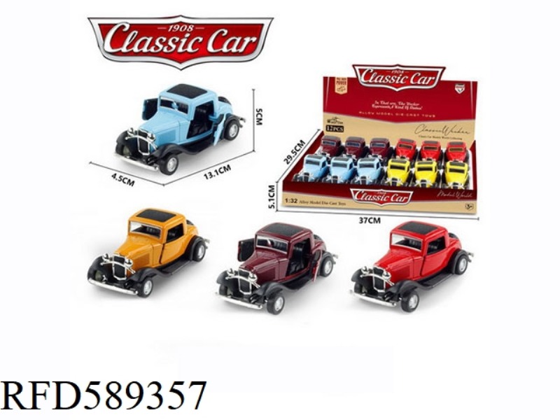 1:32 ALLOY PULL-BACK SIMULATION CLASSIC CAR FORD 12PCS
