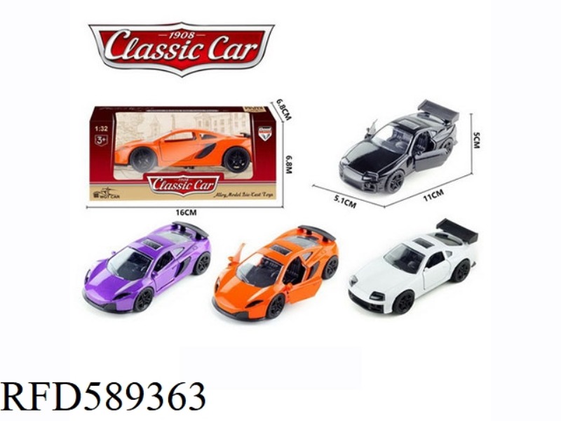 1:36 ALLOY PULL BACK MCLAREN (ORANGE/PURPLE) SPEEDMASTER (WHITE/BLACK)
