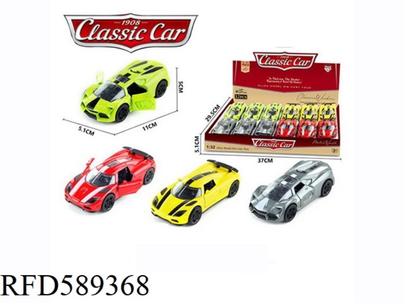 1:36 ALLOY PULL BACK KOENIGSEGG (GREEN/SILVER GRAY) LAMBORGHINI (RED/YELLOW) 12PCS