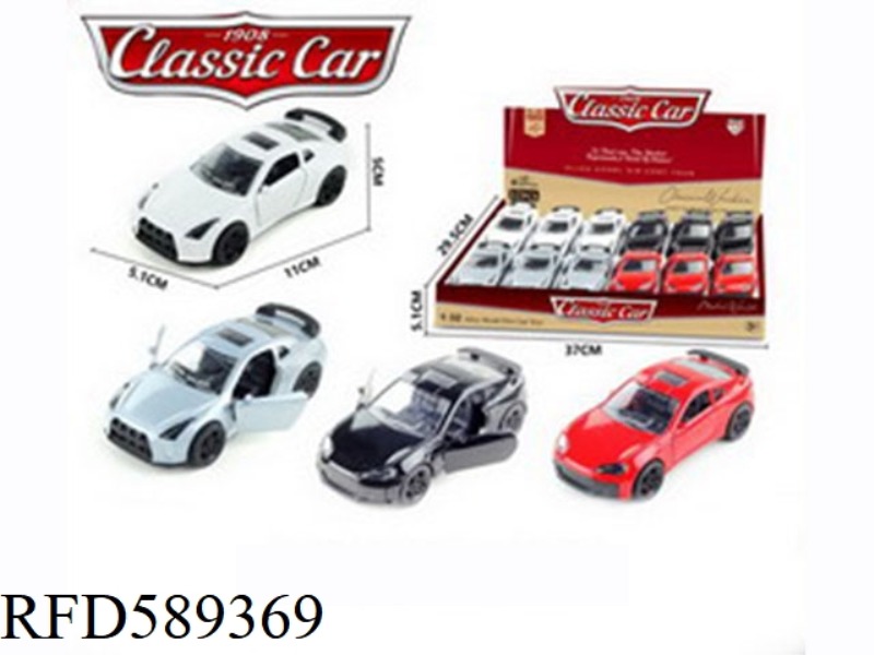 1:36 ALLOY PULL BACK SUBARU (BLACK/RED) NISSAN GTR (SILVER/WHITE) 12PCS
