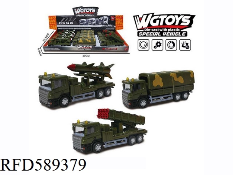 ALLOY PULL-BACK MILITARY VEHICLE 12PCS