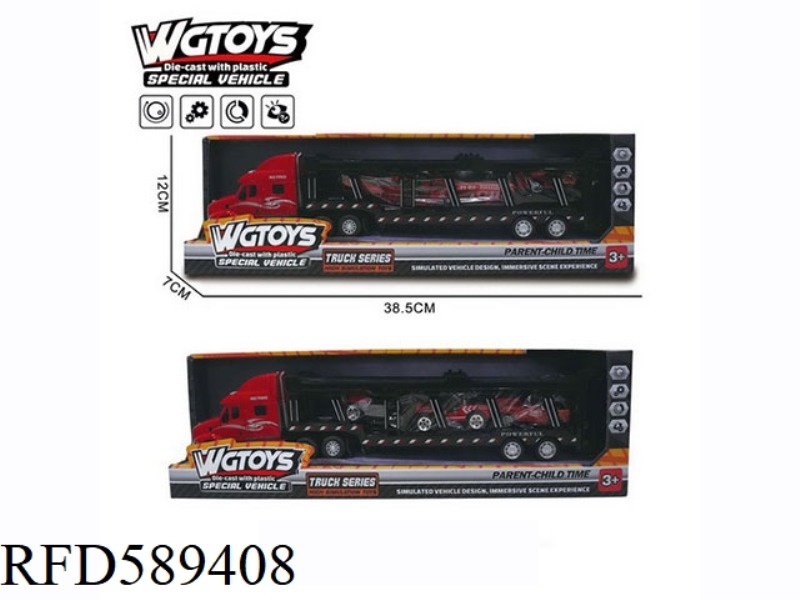 AMERICAN ALLOY TRAILER RED MIXED WITH 3 FIRE TRUCKS