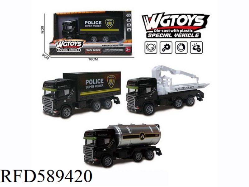 EUROPEAN-STYLE HEAD OF 1:64 ALLOY PULL-BACK SMALL RESCUE VEHICLE