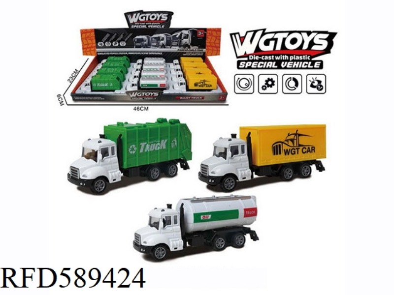 1:64 ALLOY PULL-BACK SMALL TRANSPORT VEHICLE 12PCS