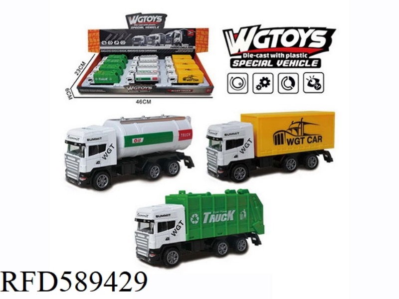 1:64 ALLOY PULL-BACK SMALL TRANSPORT VEHICLE WITH EUROPEAN FRONT 12PCS