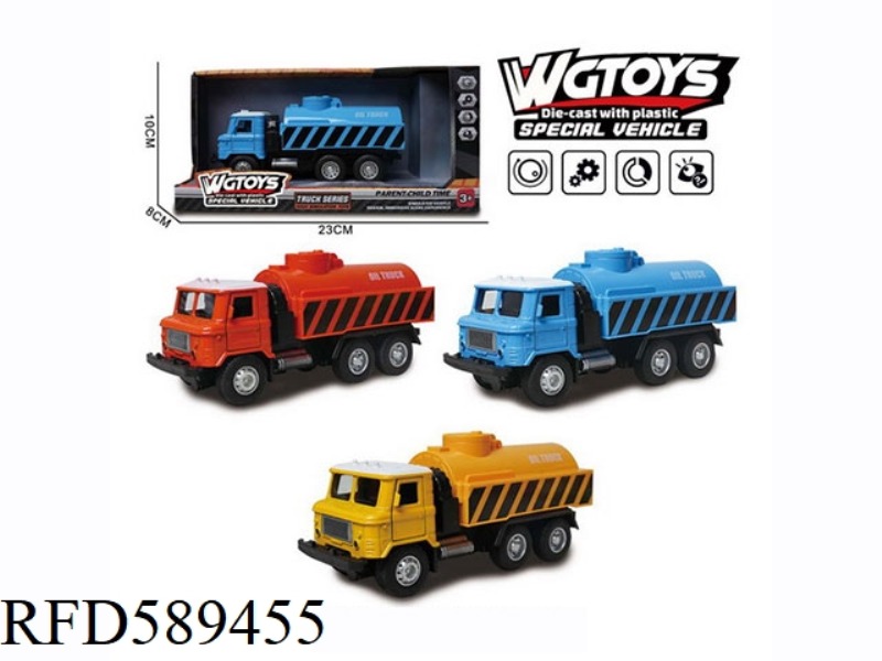 SQUARE-HEADED DOOR-OPENING PULL-BACK OIL TANK TRUCK