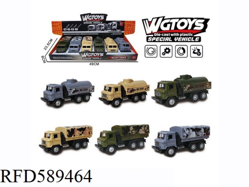 SQUARE-HEADED DOORS PULL BACK MILITARY TRUCK TRANSPORTATION/TANKER MIXED 6PCS