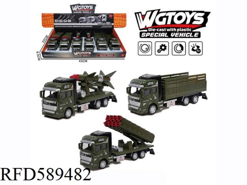 1:50 ALLOY PULL-BACK MILITARY VEHICLE, 3 MODELS OF 6PCS