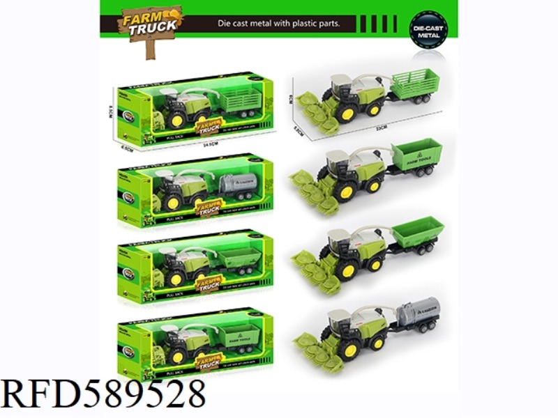 ALLOY SLIDING HARVESTING LEAD FARMER'S CAR (4 MODELS) 11CM