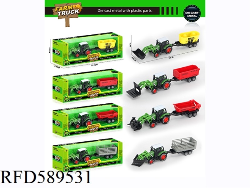 ALLOY PULL-BACK FARMER'S CART (4 MODELS) 8CM