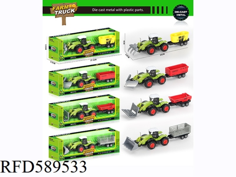 ALLOY PULL-BACK FARMER CAR HEAD (4 MODELS) 11.5CM
