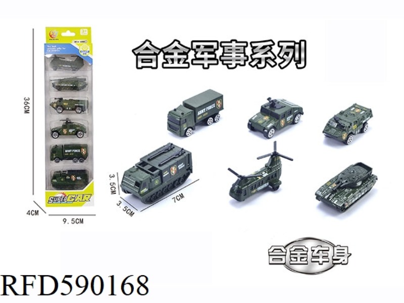 6 PIECES OF 1:64 ALLOY SLIDING MILITARY SERIES (6 PIECES MIXED)