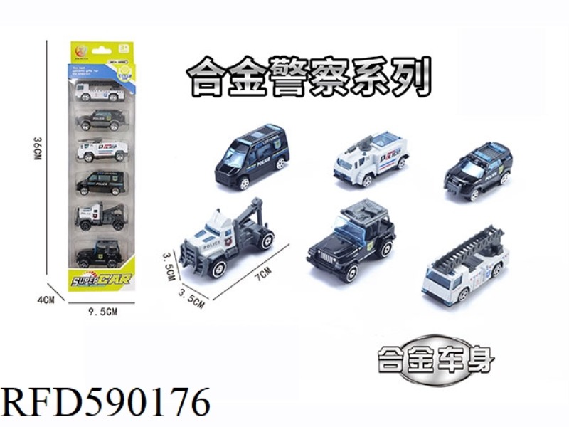6 STRIPS OF 1:64 ALLOY COASTING POLICE SERIES (6 MODELS MIXED)