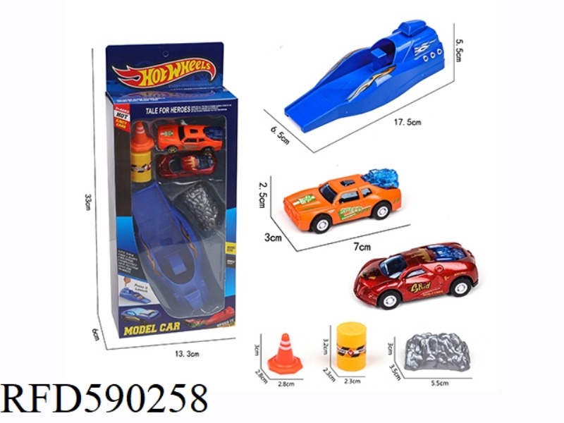 1 CATAPULT +2 SLIDING ALLOY SPORTS CAR +3 ACCESSORIES
