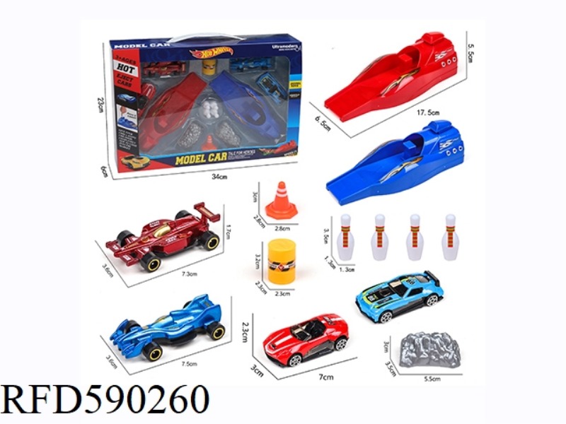 2 CATAPULT +2 SLIDING ALLOY RACING CAR +2 SLIDING ALLOY F1 RACING CAR +8 ACCESSORIES