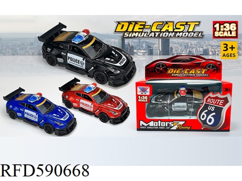 1:36 GTR MODIFICATION OF ALLOY PULL-BACK POLICE CAR (1 PACK)