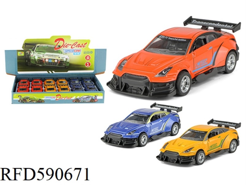 1:36 ALLOY CAR NISSAN GTR SPORTS CAR PULL BACK (12 PACKS)