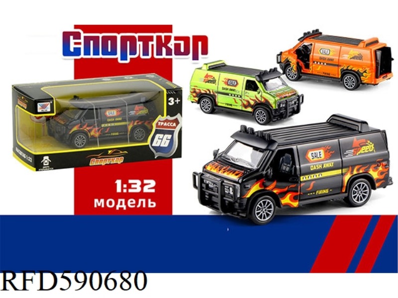 1:32 ALLOY GMC FREE LIGHT PULL-BACK CAR MODEL THREE DOORS (1 PACK) RUSSIAN