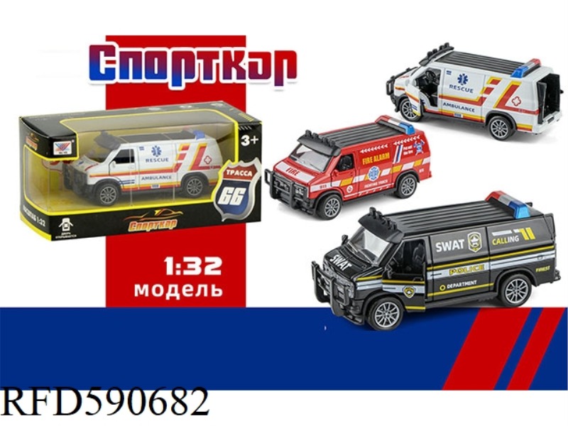 1:32 ALLOY JAMES PULL-BACK CAR MODEL THREE DOORS (1 PACK) RUSSIAN