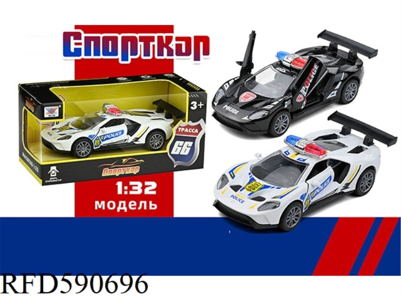 1:32 ALLOY CAR MODEL FORD GT POLICE CAR OPENING PULL BACK (1 PACK) RUSSIAN