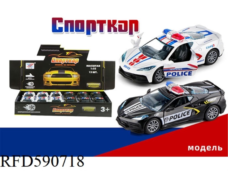 1:32 ALLOY PULL-BACK OPEN POLICE CAR (12 PACKS)