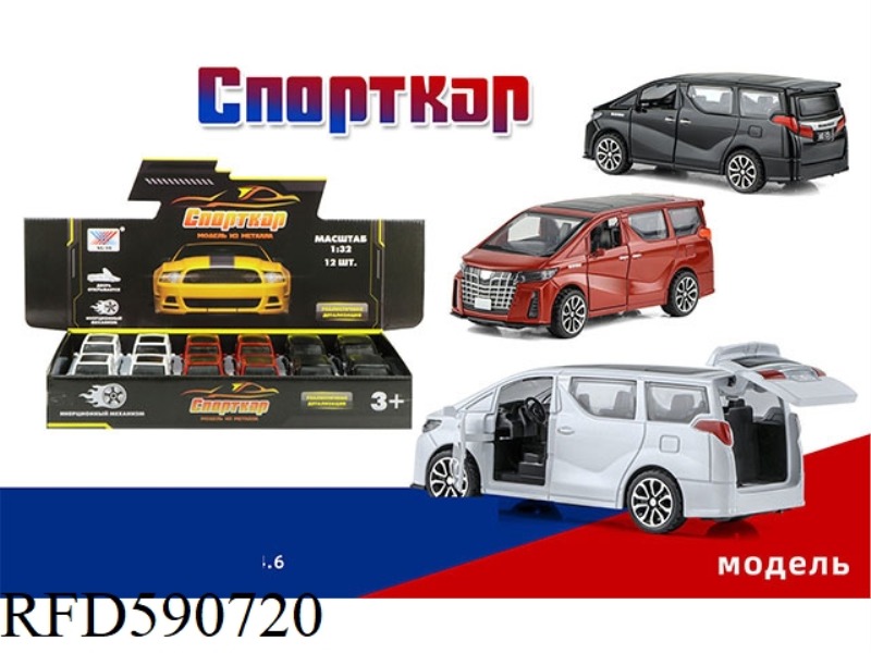 1:32 PULL-BACK THREE DOORS OF ERFFA ALLOY CAR (12 PACK) RUSSIAN