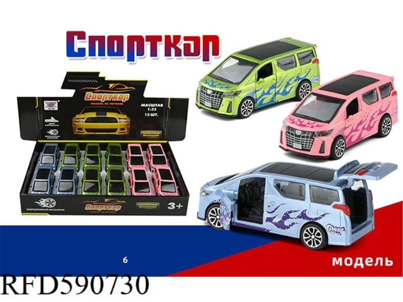 1:32 PULL-BACK THREE DOORS OF ERFFA ALLOY CAR (12 PACK) RUSSIAN