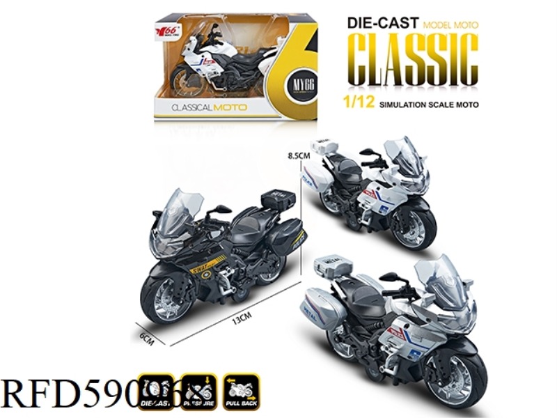 1:12 ALLOY PULL-BACK BENALI POLICE CAR MOTORCYCLE