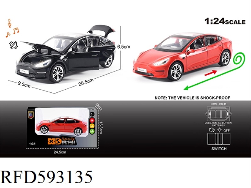 ENGLISH 1:24 ALLOY TESLA MODEL 3 (REGULAR VERSION) CAR MODEL