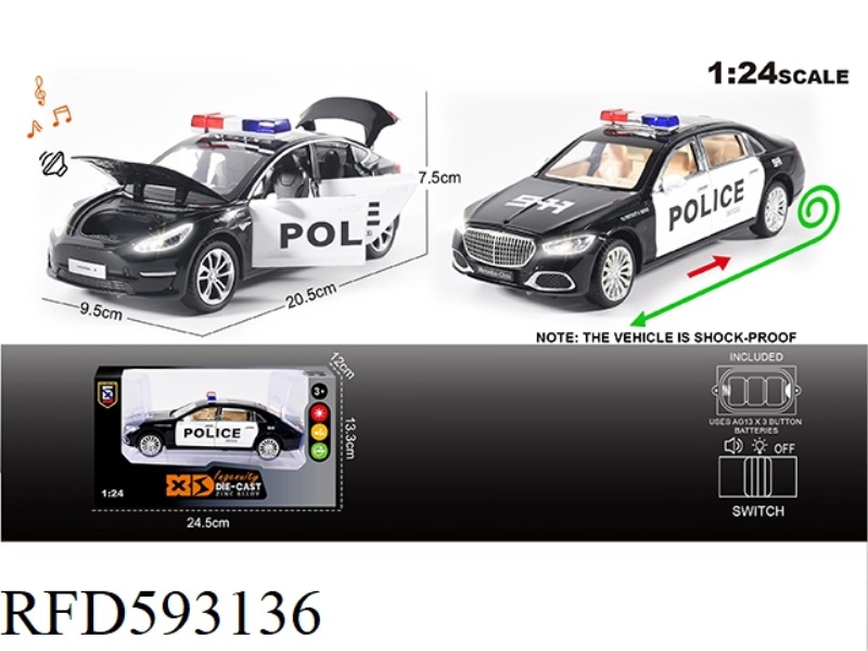 ENGLISH 1:24 ALLOY MERCEDES-BENZ MAIBAKH S680/ TESLA MODEL 3 (POLICE CAR VERSION)
