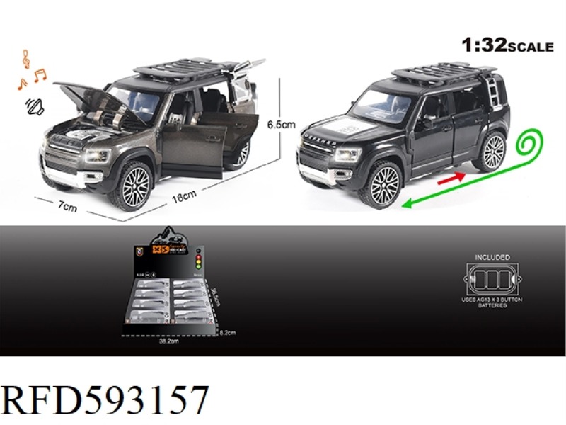 ENGLISH 1:32 ALLOY LIGHTING SOUND EFFECTS LAND ROVER DEFENDER 110- OFF-ROAD VEHICLE MODEL 8PCS