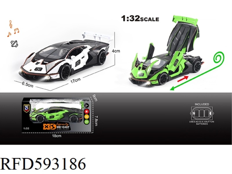 ENGLISH 1:32 ALLOY LIGHTING SOUND EFFECT LAMBORGHINI SCV12 CAR MODEL