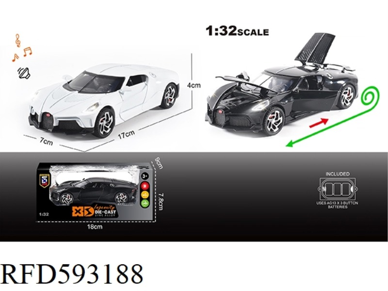 ENGLISH 1:32 ALLOY LIGHTING SOUND EFFECT BUGATTI CAR MODEL