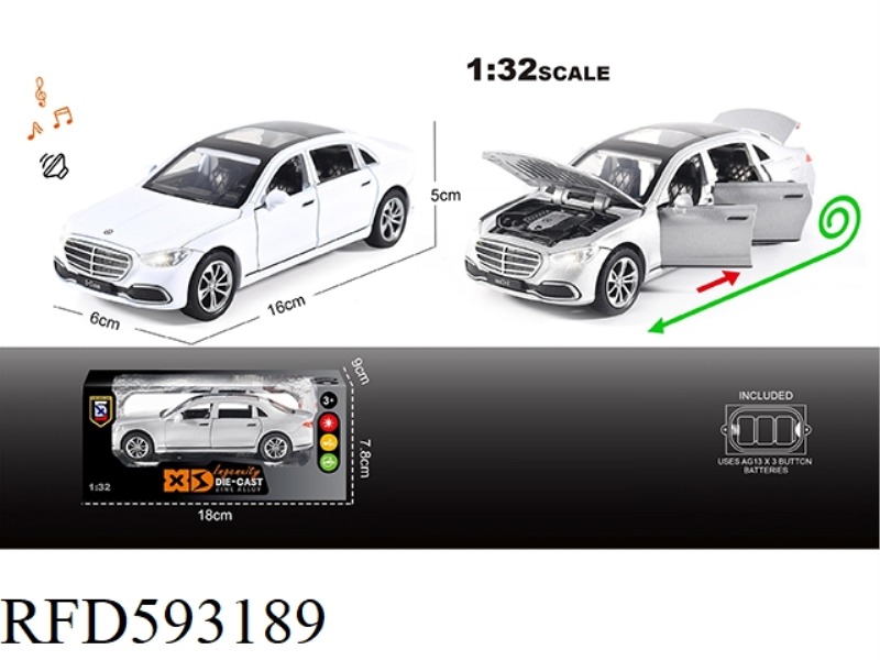 ENGLISH 1:32 ALLOY LIGHTING SOUND EFFECT MERCEDES S400L CAR MODEL
