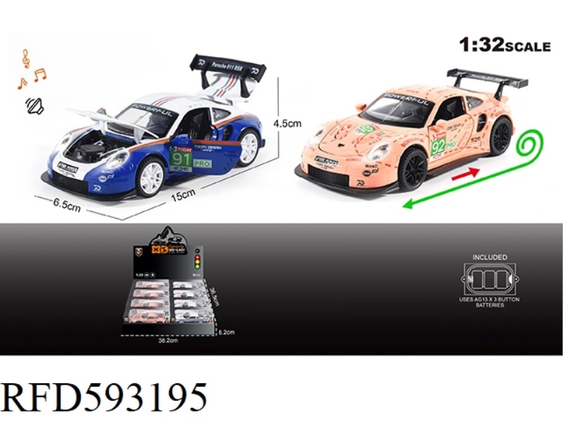 ENGLISH 1:32 ALLOY LIGHTING SOUND EFFECTS PORSCHE 911RSR70 70TH ANNIVERSARY EDITION RACING CAR MODEL
