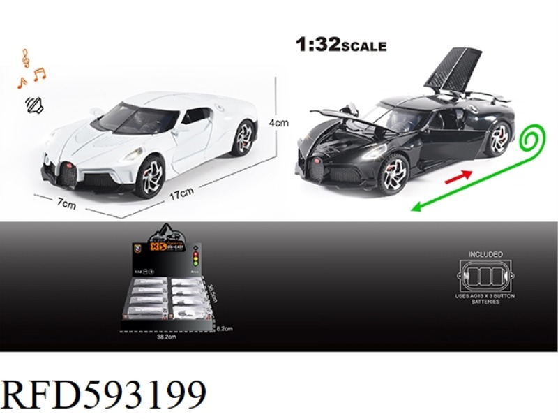 ENGLISH 1:32 ALLOY LIGHTING SOUND EFFECT BUGATTI CAR MODEL 8PCS