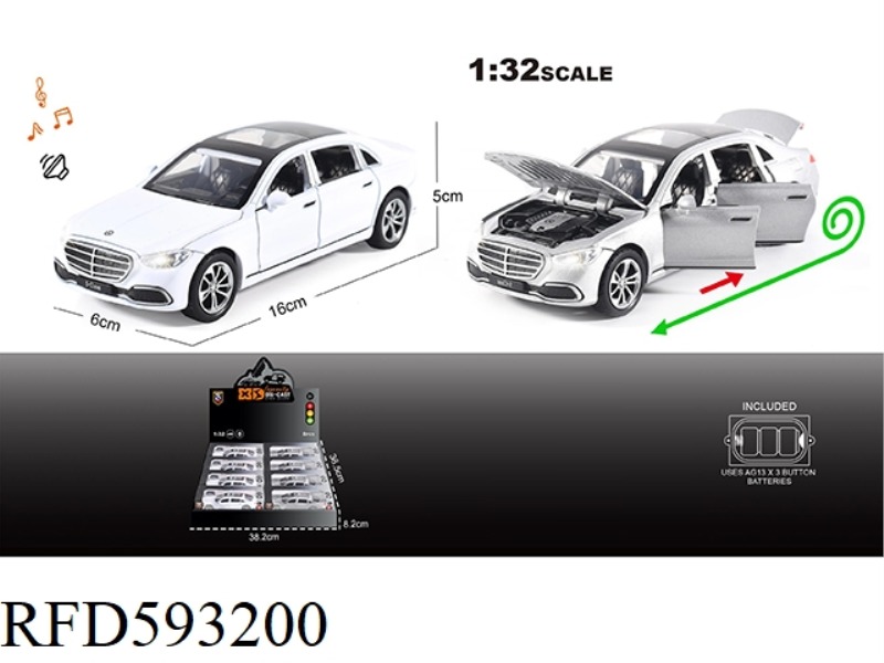 ENGLISH 1:32 ALLOY LIGHTING SOUND EFFECT MERCEDES-BENZ S400L CAR MODEL 8PCS