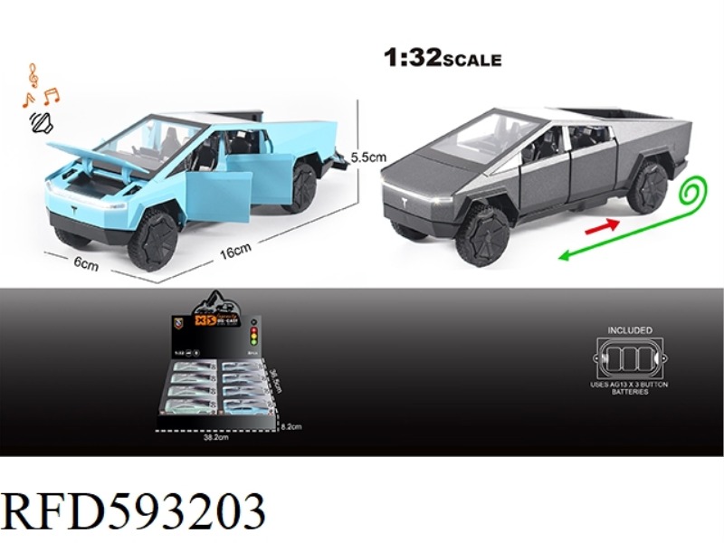 ENGLISH 1:32 ALLOY LIGHTING SOUND EFFECTS TESLA PICKUP CAR MODEL 8PCS
