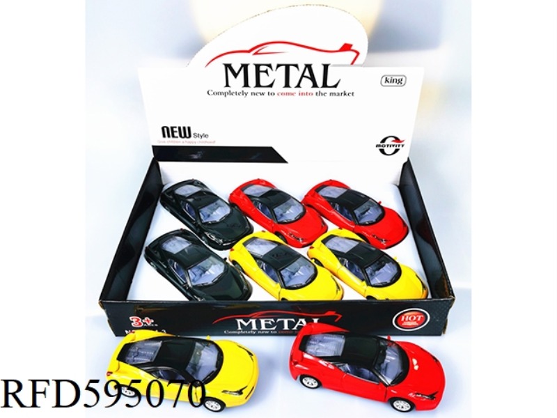 1:32 ALLOY SIMULATION CAR MODEL TRI-COLOR MIXED PACK 6PCS