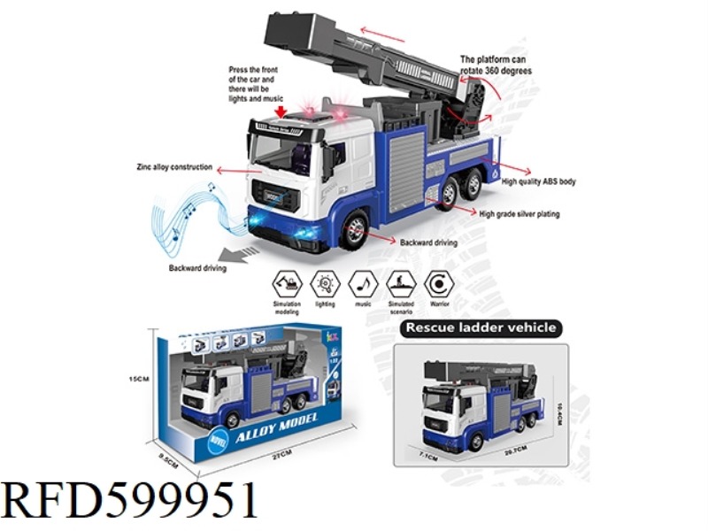 ALLOY RESCUE LADDER TRUCK (BLUE)