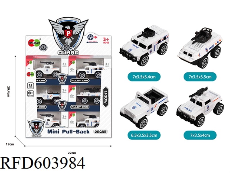 ALLOY TAXI WHITE POLICE CAR 24PCS