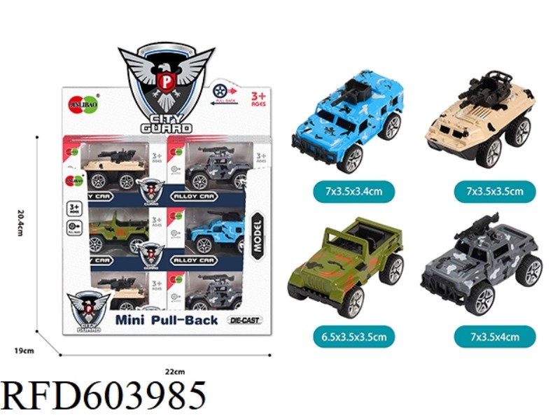 ALLOY PULL-BACK MILITARY VEHICLE 24PCS
