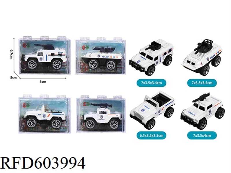 ALLOY PULL-BACK WHITE POLICE CAR